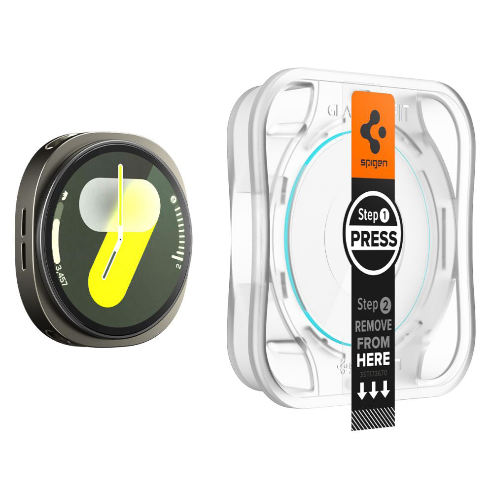 Spigen GlastR EZ FIT Protection Film for Samsung Galaxy Watch8 44mm, Set of 2 pieces, Tempered Glass AGL09874