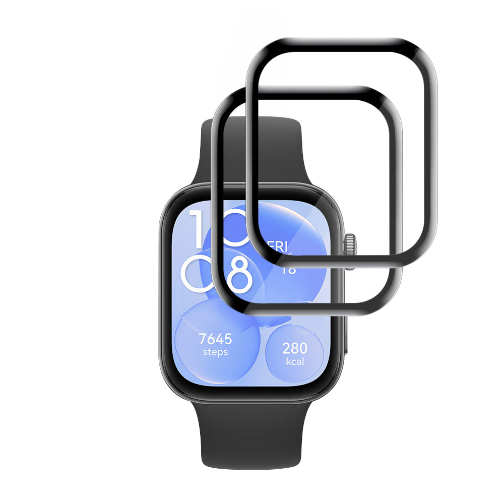 Schutzfolie Techsuit Nano Flex für Huawei Watch Fit 3, Set mit 2 Stück, Kunststoff, Schwarz