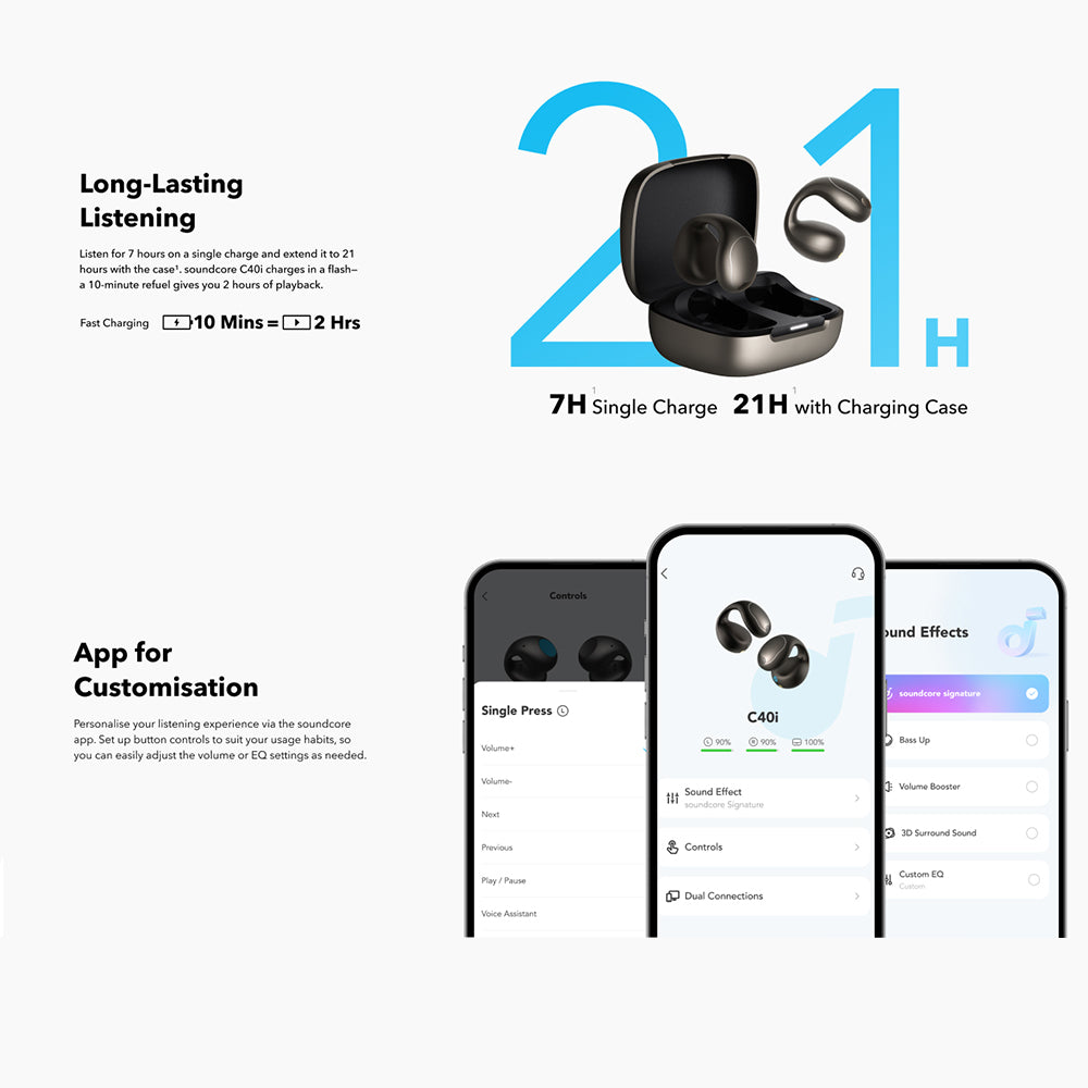 Handsfree Bluetooth Anker SoundCore C40i, TWS, MultiPoint, Schwarz A3331GZ1