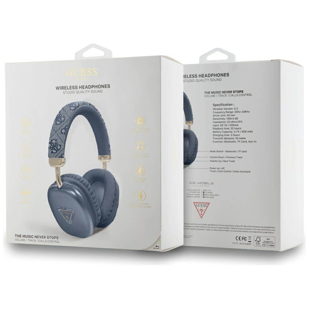 Handsfree Bluetooth Guess 4G Gold Triangle Logo, A2DP, Blau