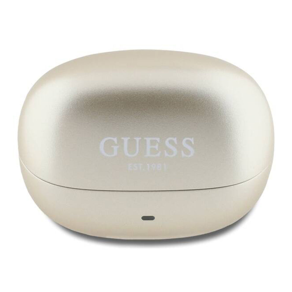 Handsfree Bluetooth Guess Capsule mit bedrucktem Logo, TWS, ANC, Gold