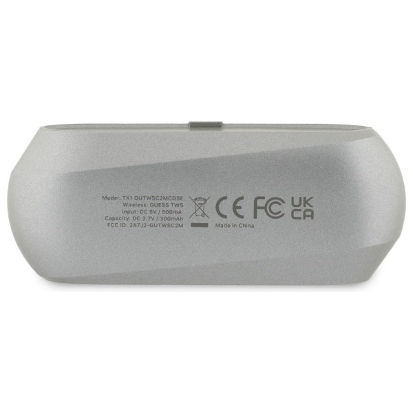 Bluetooth-Freisprecheinrichtung Guess mit verlängertem metallischem Logo-Druck, TWS, Grau