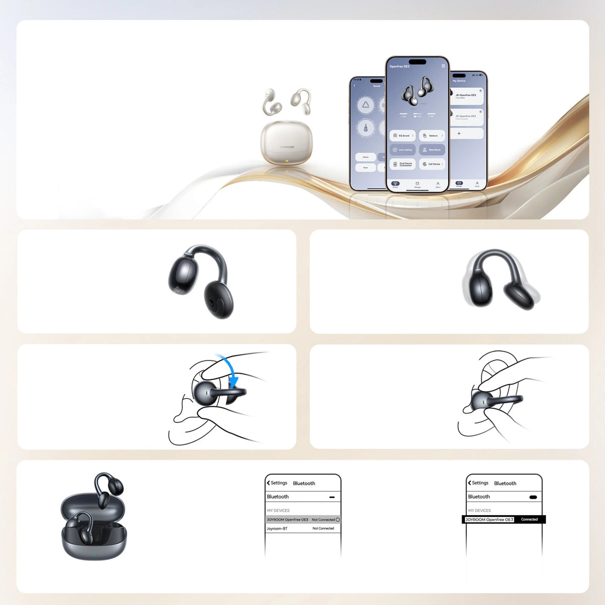 Handsfree Bluetooth Joyroom Openfree JR-OE3, TWS, Silber