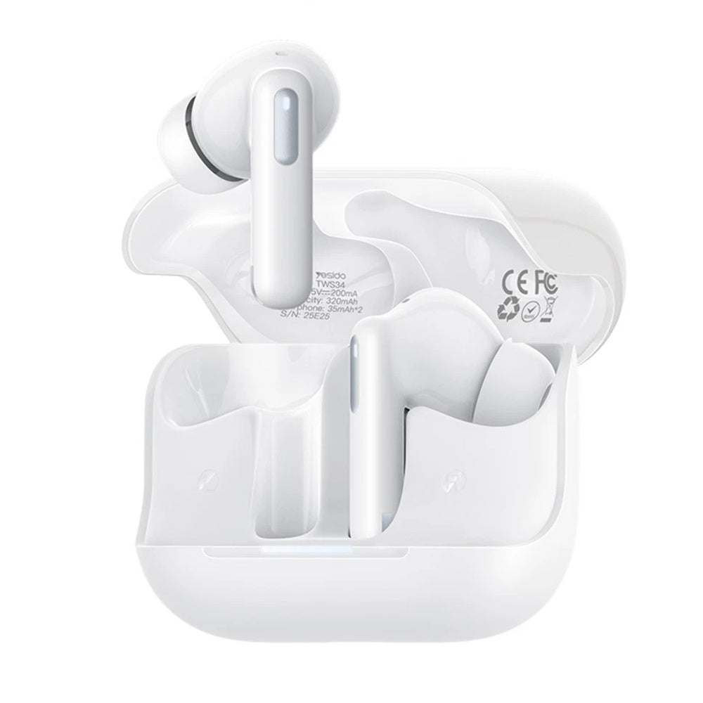 Handsfree Bluetooth Yesido TWS34, TWS, ANC, Weiß
