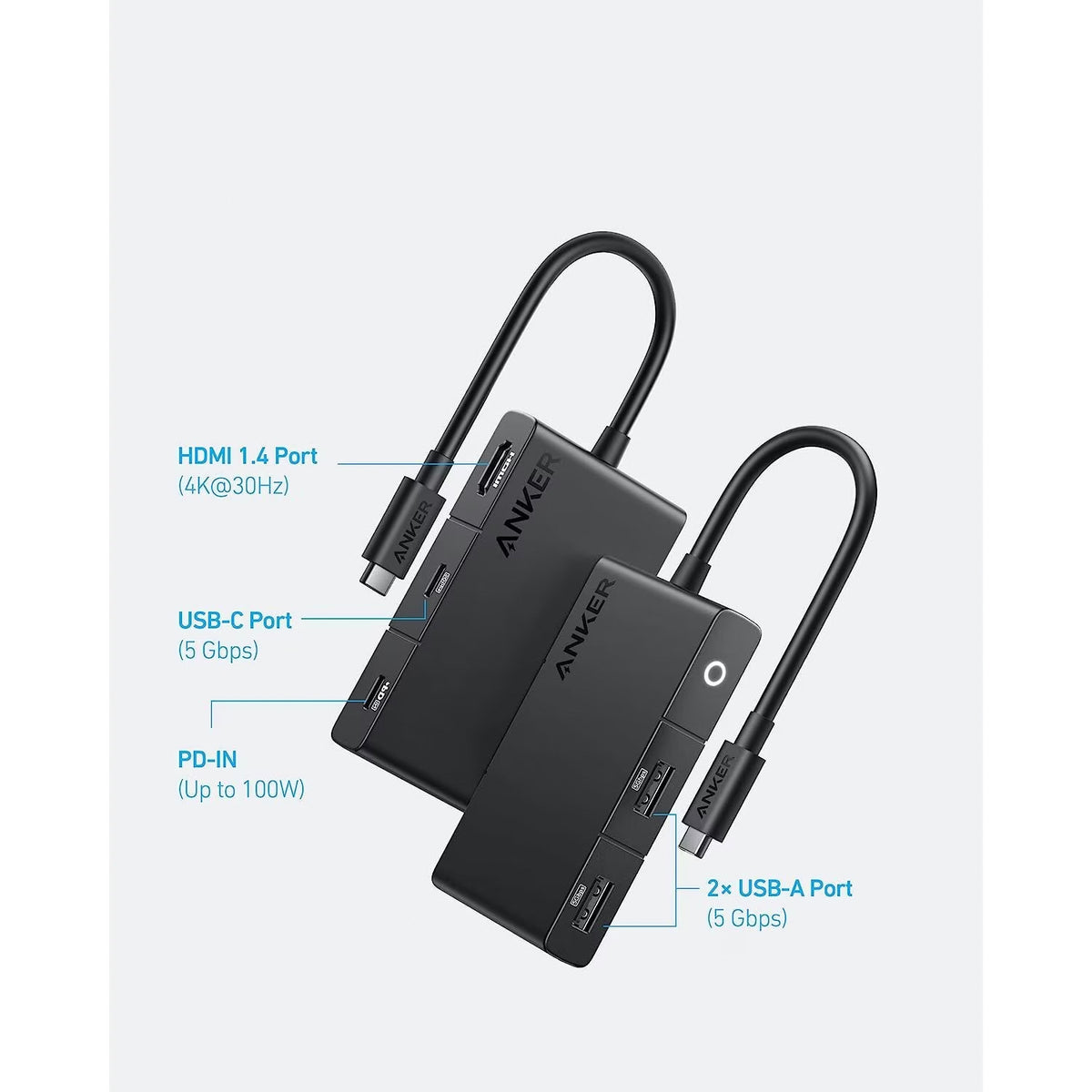 USB-C Hub Anker 332, 2 x USB-A - 2 x USB-C - 1 x HDMI, Schwarz A8356G11