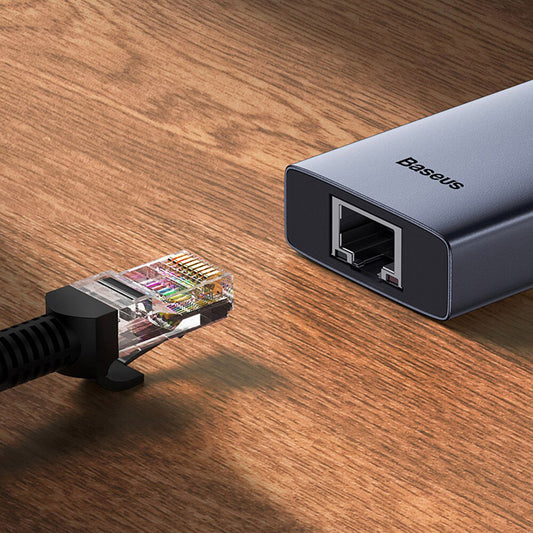 Hub USB-C Baseus UltraJoy, 3 x USB-A 3.0 - 1 x USB-C - 1 x HDMI - 1 x RJ45, Grau B00052807813-00