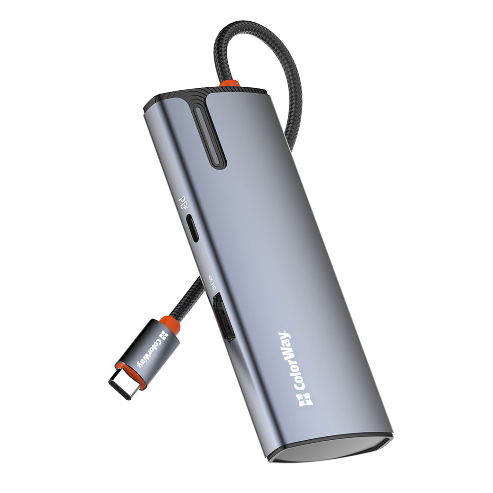 USB-C Hub ColorWay CW-HUB01, 5in1, Silber