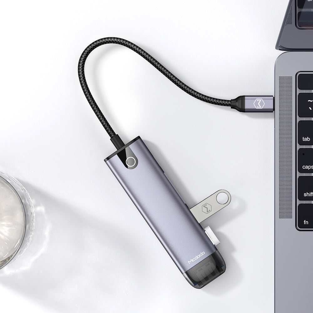 Hub USB-C McDodo HU-7740, 6in1, Grau