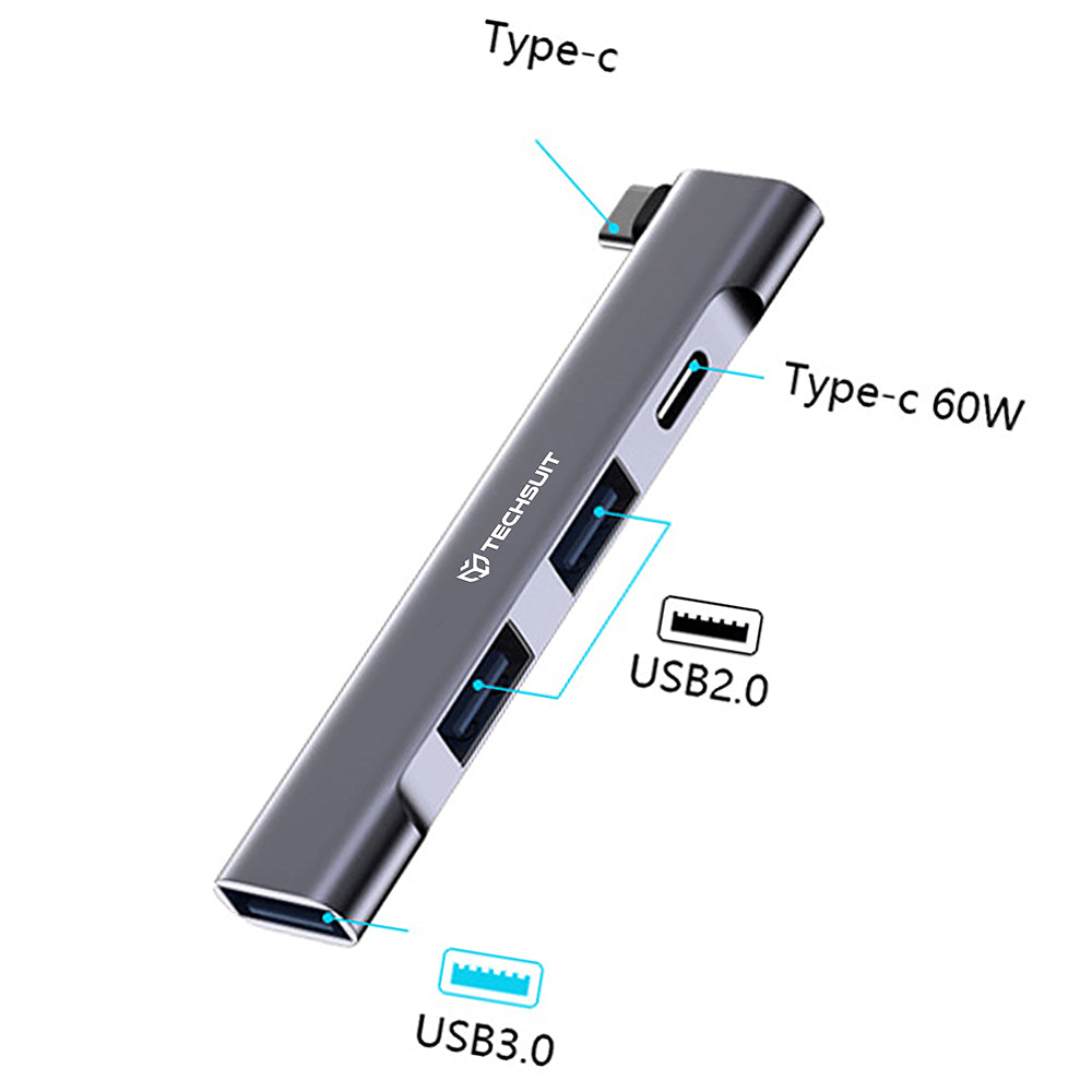 USB-C Hub Techsuit H12 ZenithDock, 4in1, Grau