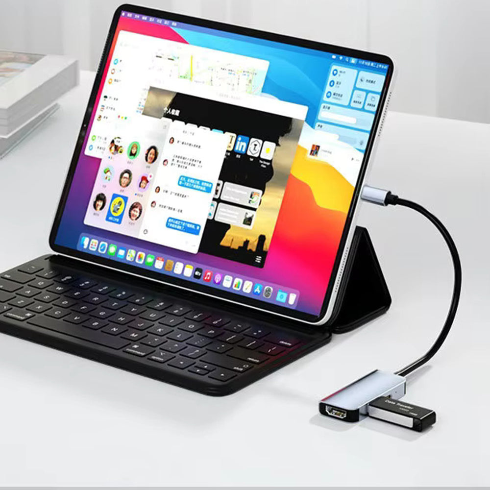 USB-C Hub Techsuit H4 TurboChargeX, 3in1, Grau
