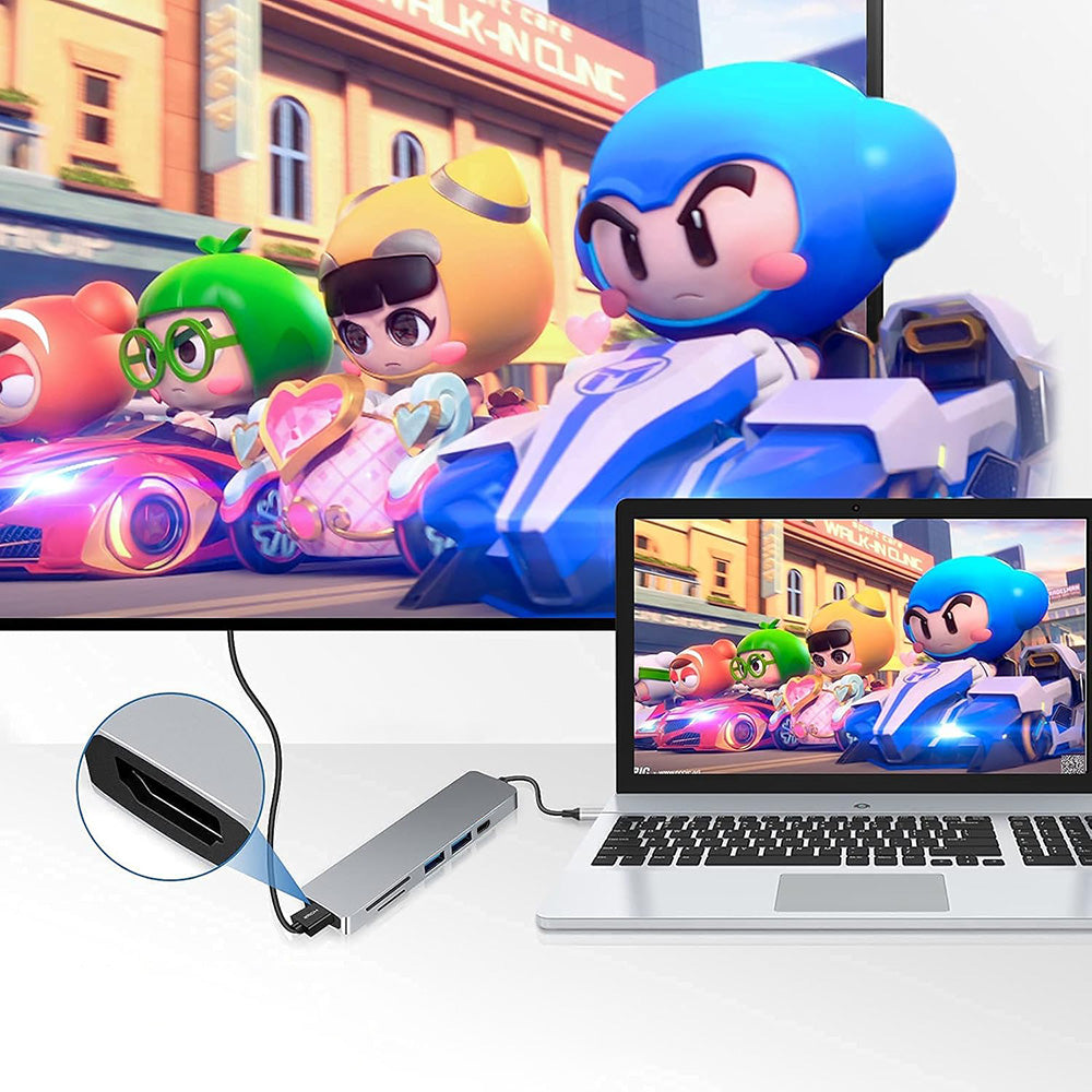USB-C Hub Techsuit H5 TurboChargeX, 6in1, Grau