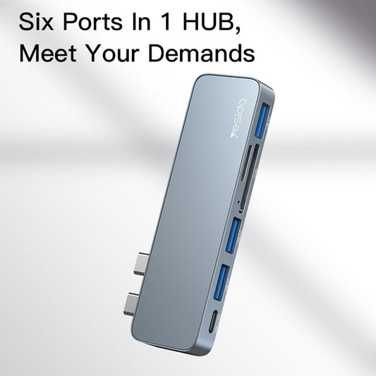 USB-C Hub Yesido HB10 für Apple MacBook Pro / Air, 6in1, Grau