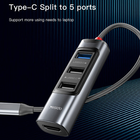 USB-C Hub Yesido HB22, 5in1, Grau