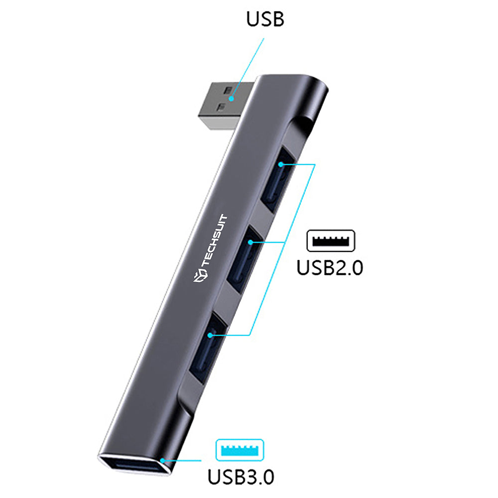 USB-Hub Techsuit H14 ZenithDock, 4in1, Grau