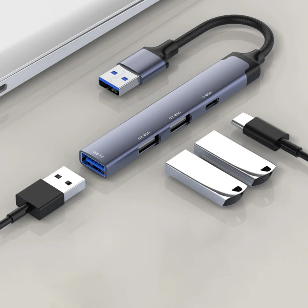 USB-Hub Techsuit H19 PolarisBridge, 4in1, Grau Weiß