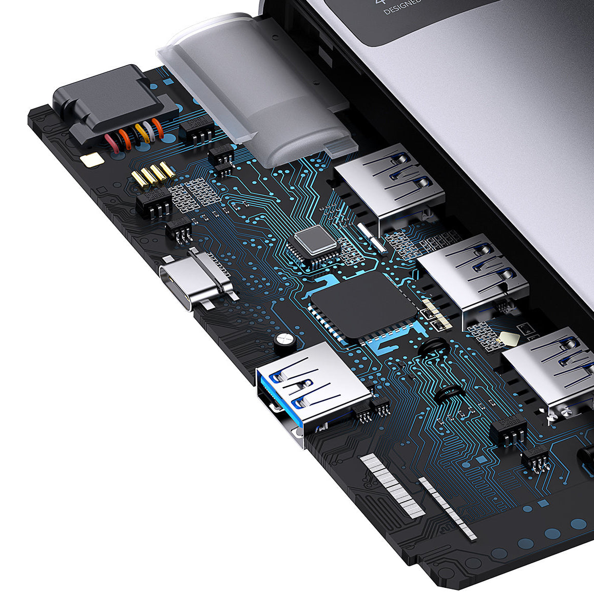 Hub USB-C Baseus Metal Gleam, 4 x USB-A 3.0, Grau WKWG070013