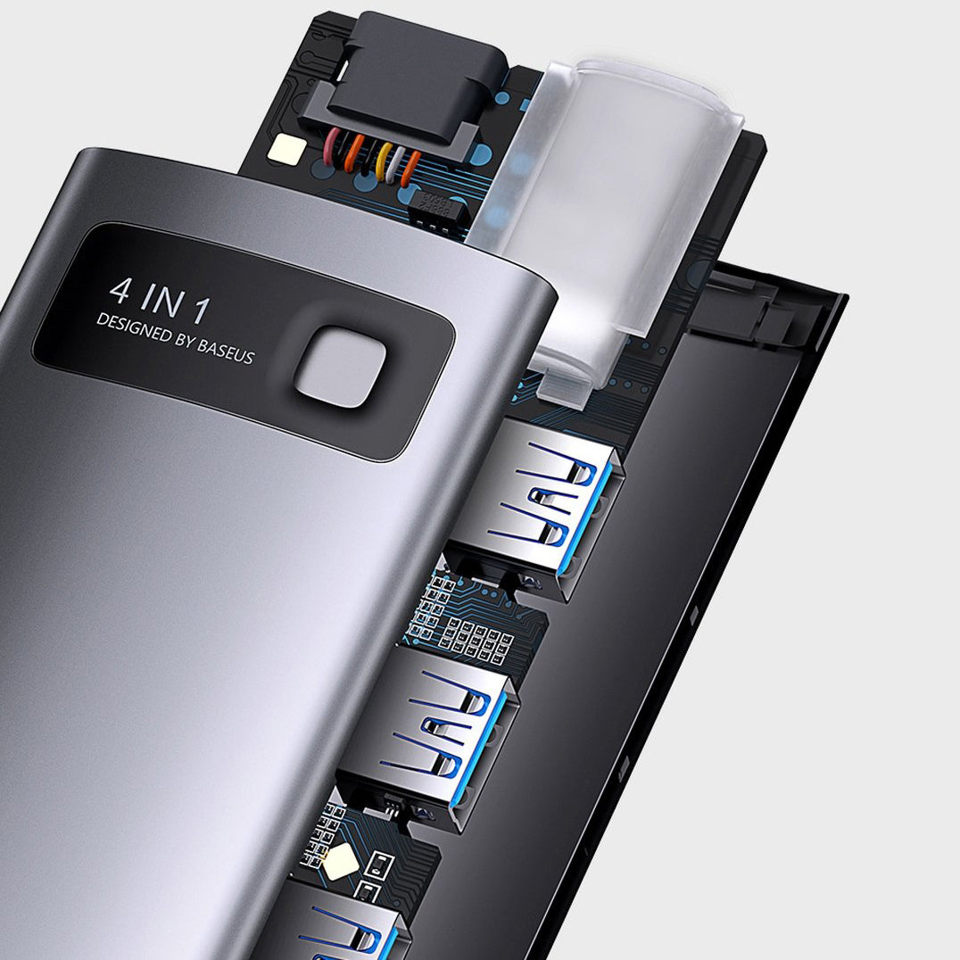 Hub USB-C Baseus Metal Gleam, 4 x USB-A 3.0, Grau WKWG070013