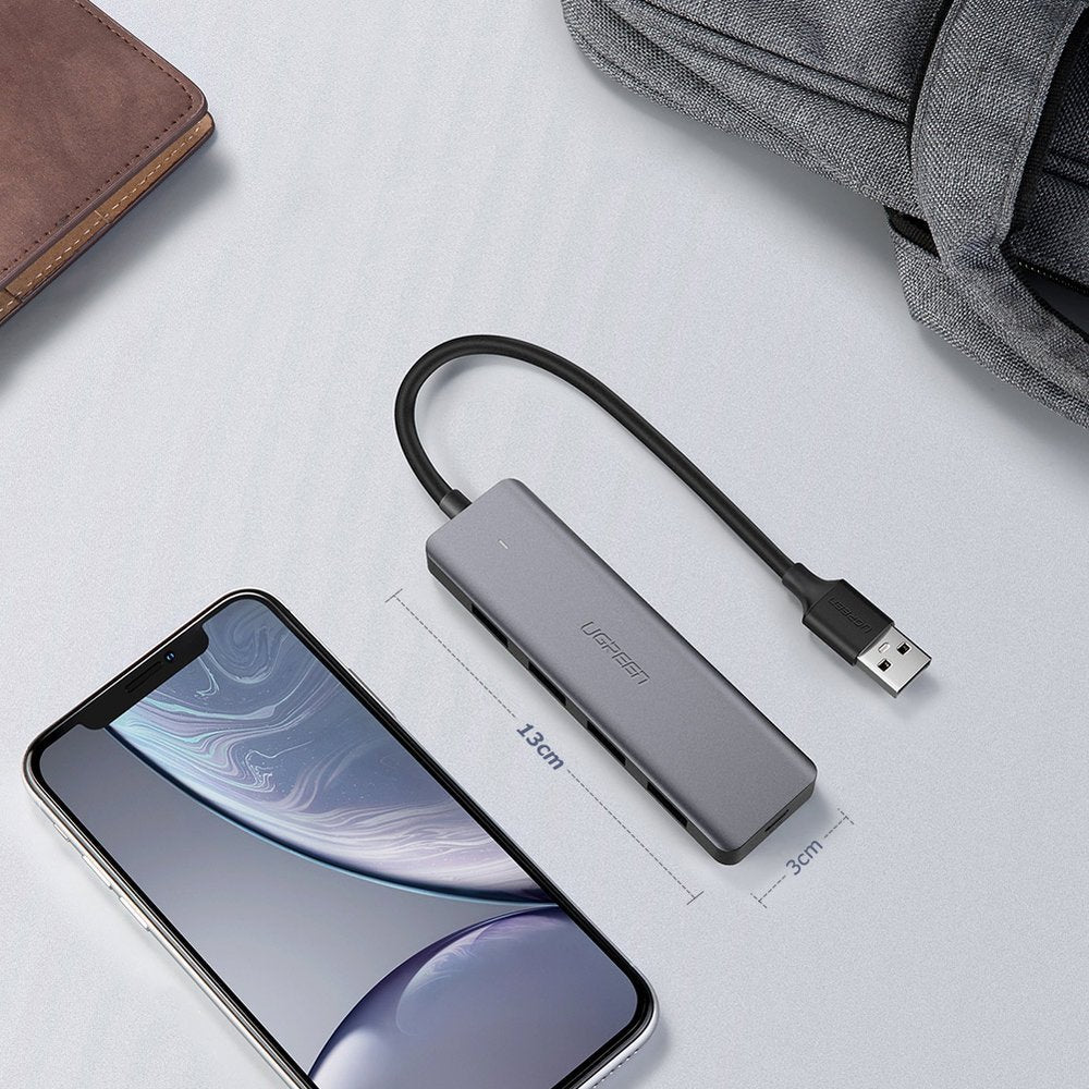 UGREEN CM219 USB Hub, 4 x USB-A 3.0 - 1 x USB-C, Gray