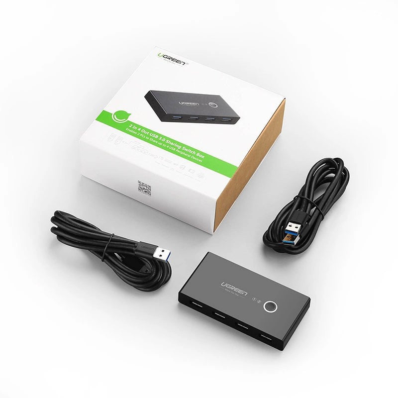 USB-Switch UGREEN US216 (30768) Two Sharing Box, 4 x USB-A 3.0, Schwarz