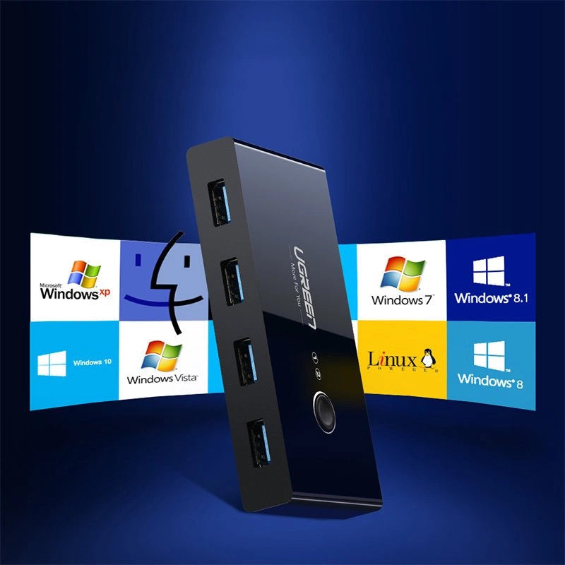 USB-Switch UGREEN US216 (30768) Two Sharing Box, 4 x USB-A 3.0, Schwarz