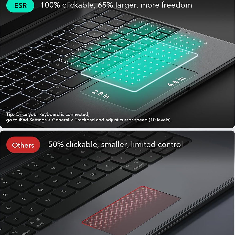 Hülle mit Tastatur für Apple iPad Air 11 (2025) / Air 11 (2024) / Air (2022) / Air (2020), ESR, Shift, Grau
