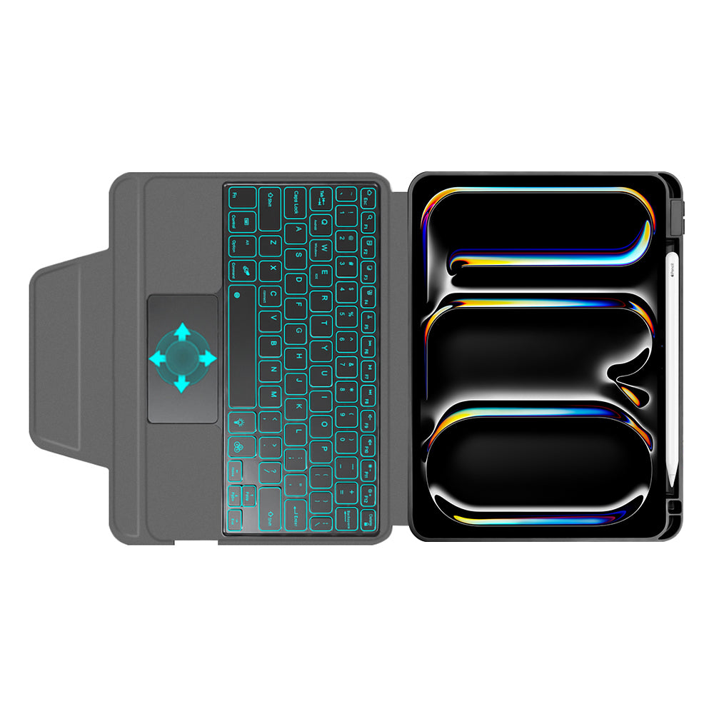 Tastaturhülle für Apple iPad Pro 11 (2024), Techsuit, KeyTab Pro, Schwarz