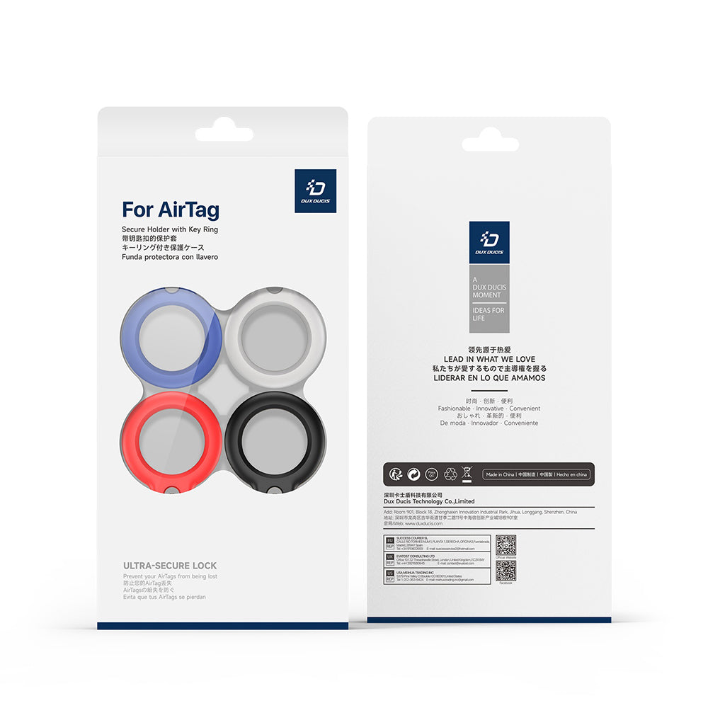 DUX DUCIS Secure Hülle für Apple AirTag, Set mit 4 Stück, Verschiedene Farben