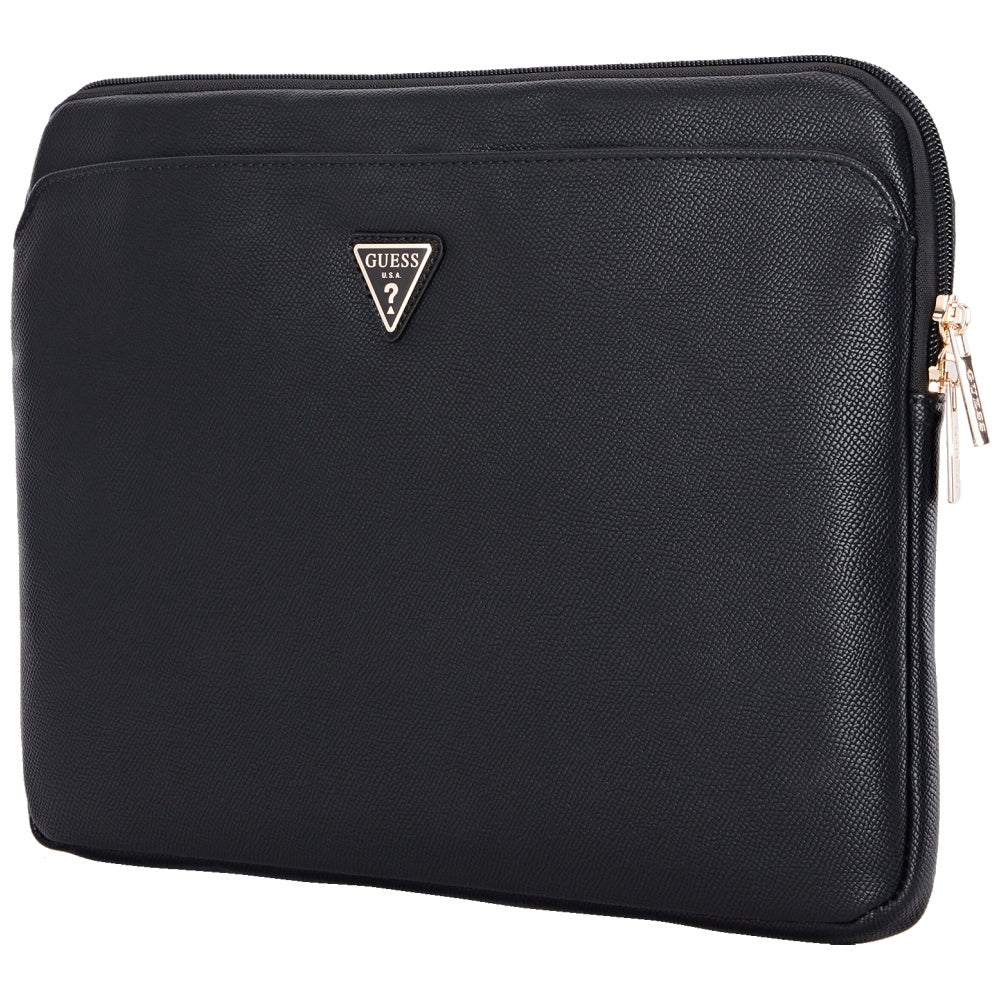 Guess Grained Triangle Logo Hülle für 14-Zoll-Laptop, Schwarz