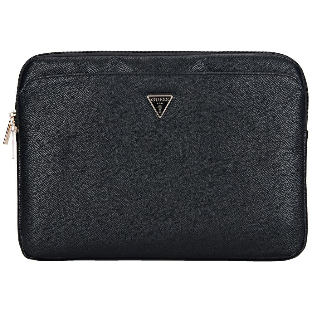 Guess Grained Triangle Logo Hülle für 14-Zoll-Laptop, Schwarz