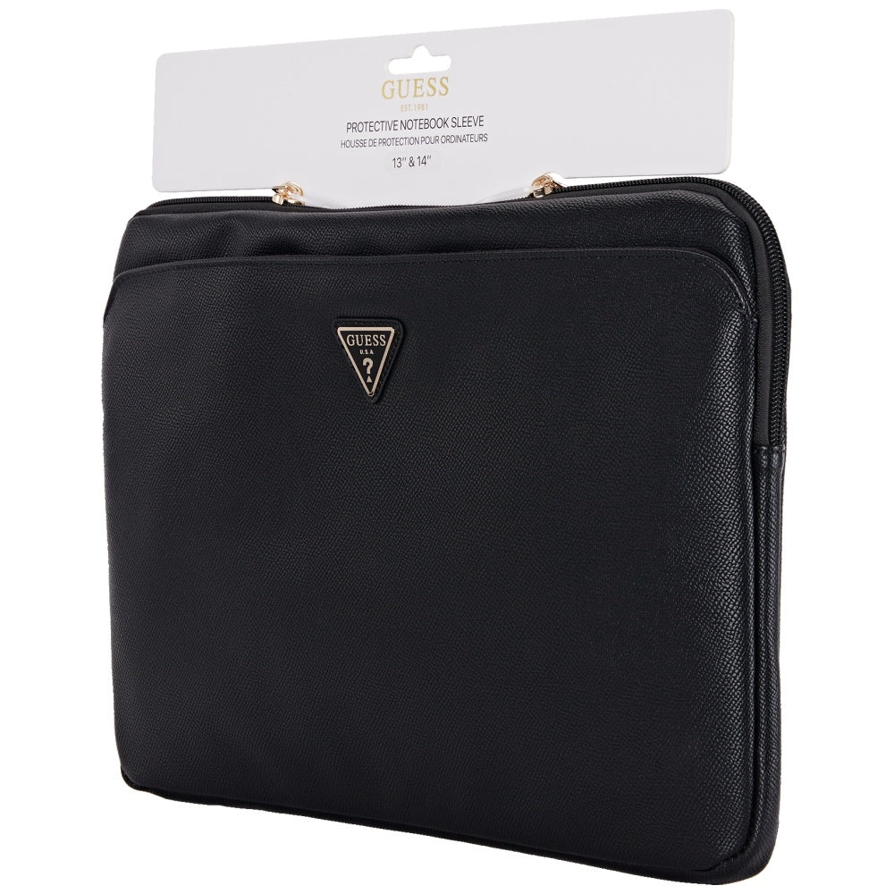 Guess Grained Triangle Logo Hülle für 14-Zoll-Laptop, Schwarz