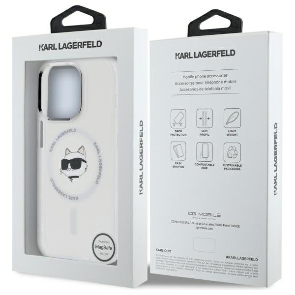 MagSafe Hülle für Apple iPhone 13 Pro, Karl Lagerfeld, IML Metal Choupette's Head, Weiß
