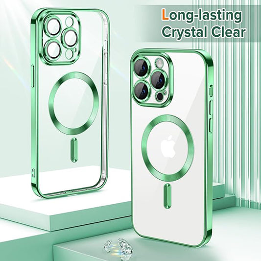 MagSafe-Hülle für Apple iPhone 13 Pro, Techsuit, Luxury Crystal, Hellgrün