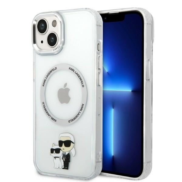 MagSafe Hülle für Apple iPhone 14 Plus, Karl Lagerfeld, Ikonik Karl & Choupette, Transparent