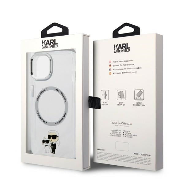MagSafe Hülle für Apple iPhone 14 Plus, Karl Lagerfeld, Ikonik Karl & Choupette, Transparent