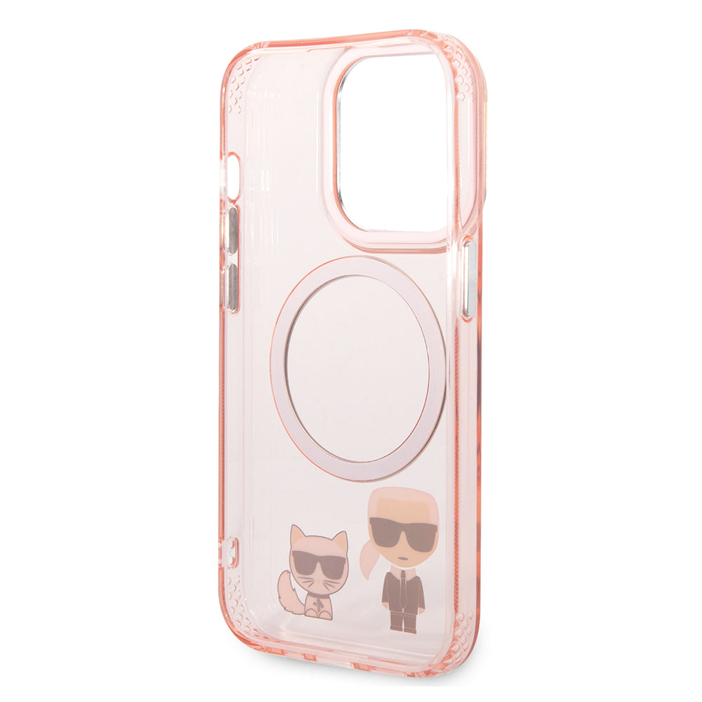 MagSafe Hülle für Apple iPhone 14 Pro Max, Karl Lagerfeld, Karl & Choupette Aluminium, Rosa