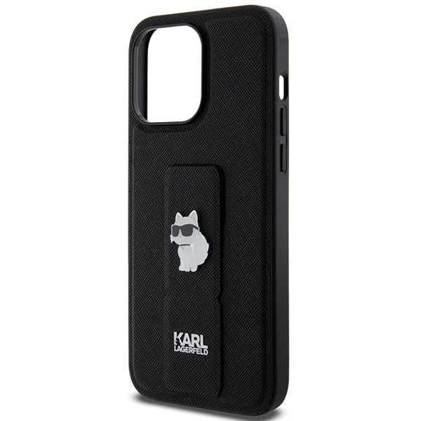 MagSafe Hülle für Apple iPhone 14 Pro Max, Karl Lagerfeld, Saffiano Gripstand Choupette, Schwarz