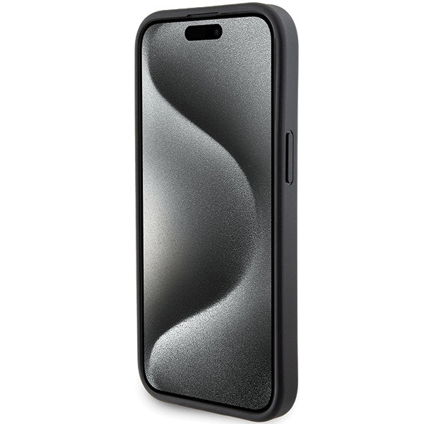 MagSafe Hülle für Apple iPhone 15, Karl Lagerfeld, Saffiano Gripstand Choupette, Schwarz