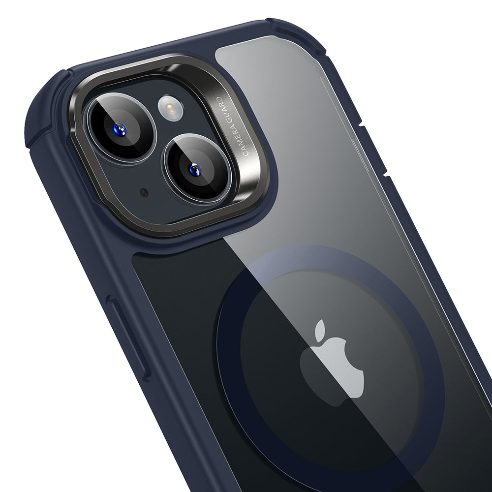 MagSafe Case for Apple iPhone 15 Plus, ESR, Armor Tough Kickstand, Navy Transparent