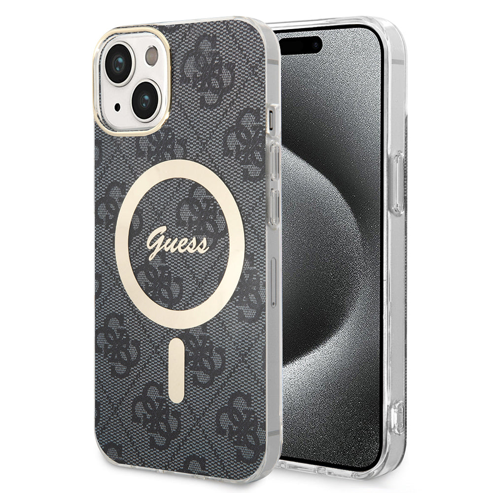 MagSafe Hülle für Apple iPhone 15 Plus, Guess, IML 4G, Schwarz