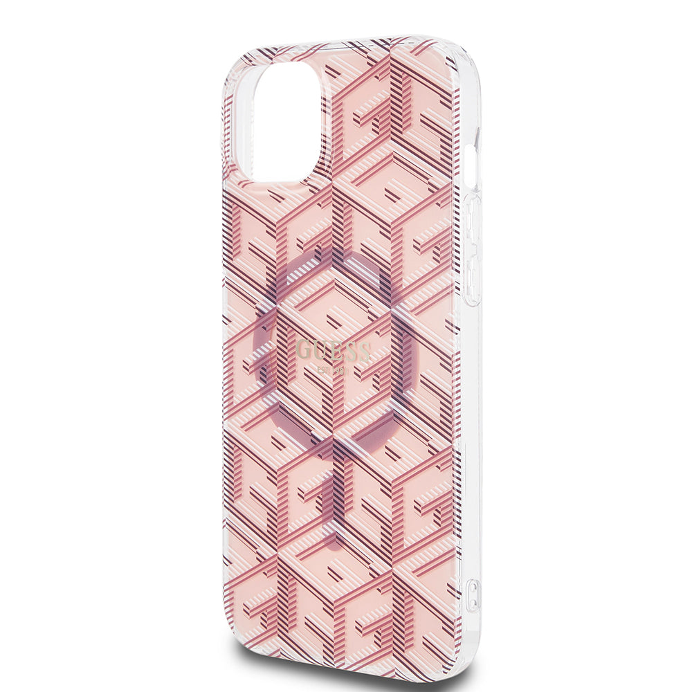 MagSafe Case for Apple iPhone 15 Plus, Guess, IML Gcube, Pink