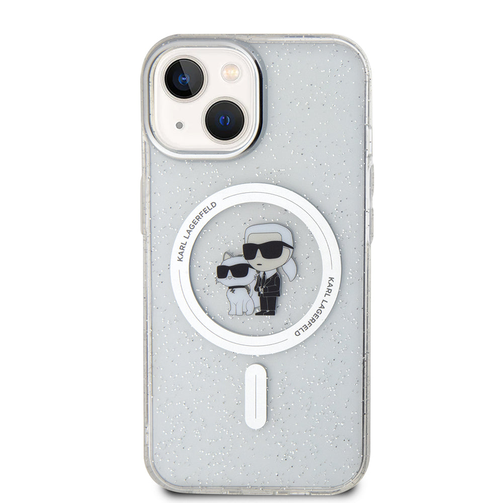 MagSafe Case for Apple iPhone 15 Plus, Karl Lagerfeld, Glitter, Transparent