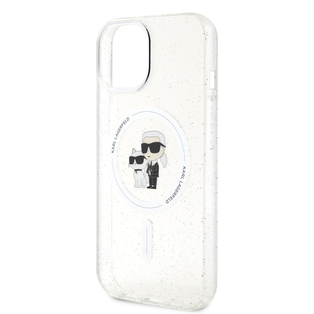 MagSafe Case for Apple iPhone 15 Plus, Karl Lagerfeld, Glitter, Transparent
