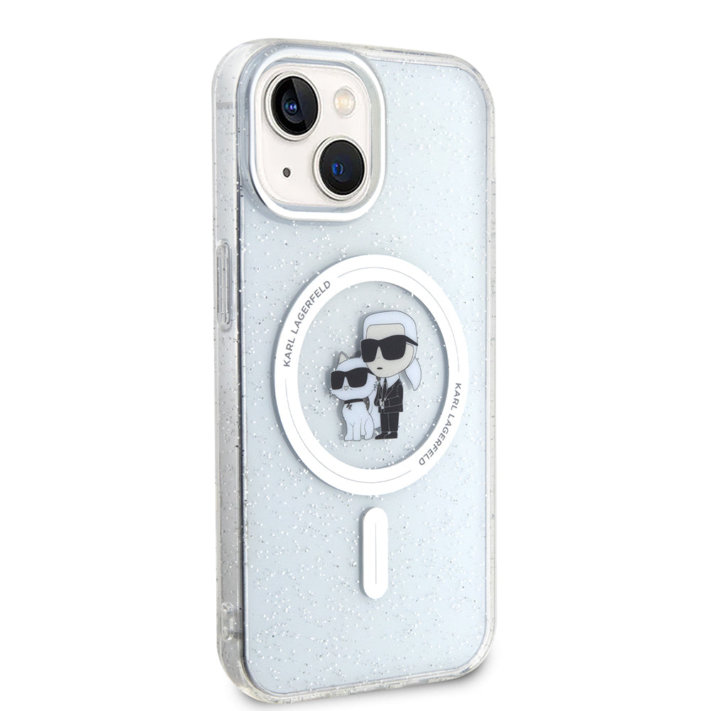 MagSafe Case for Apple iPhone 15 Plus, Karl Lagerfeld, Glitter, Transparent