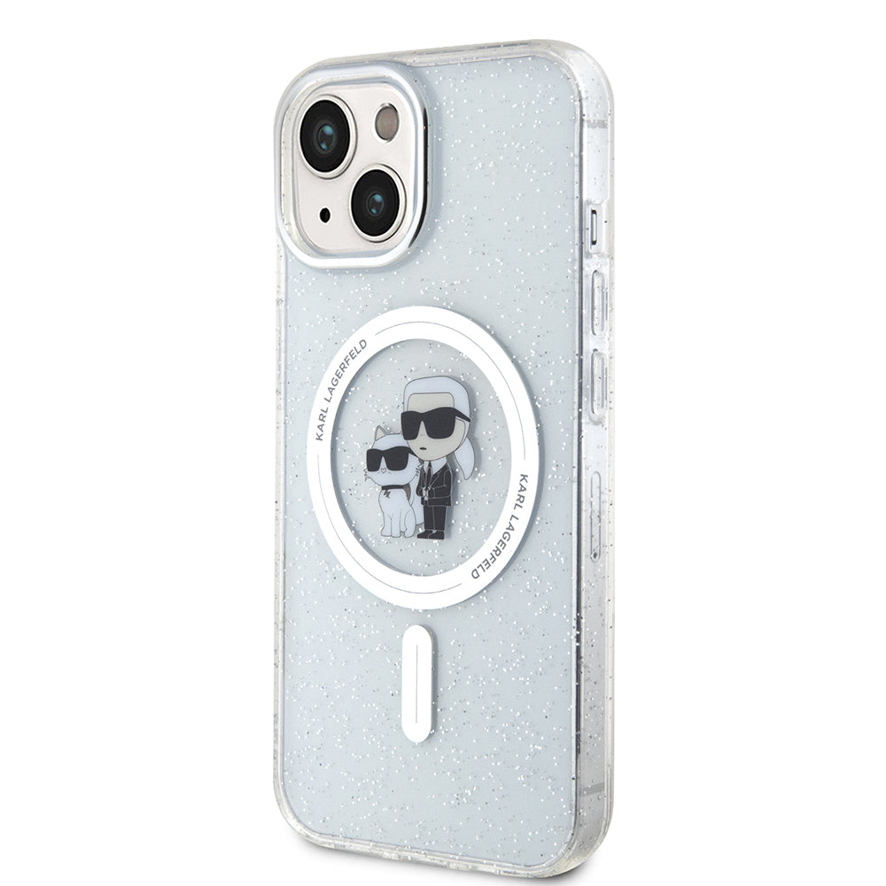 MagSafe Case for Apple iPhone 15 Plus, Karl Lagerfeld, Glitter, Transparent