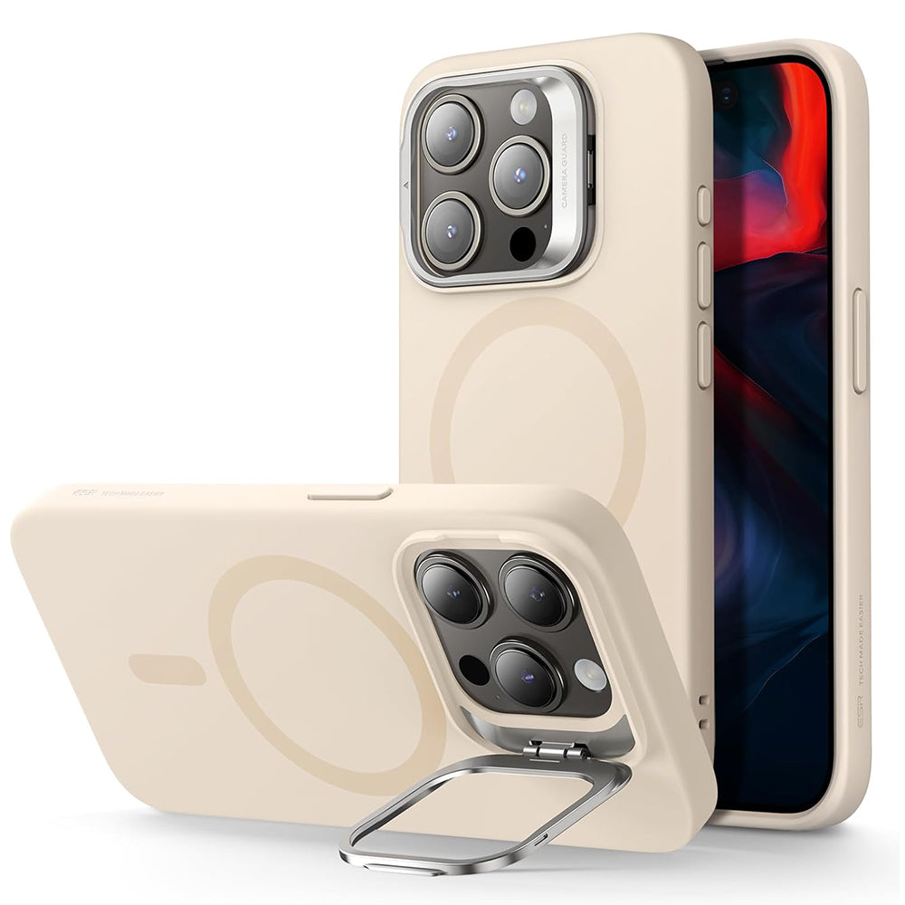 MagSafe Hülle für Apple iPhone 15 Pro, ESR, Cloud Soft Kickstand, Creme