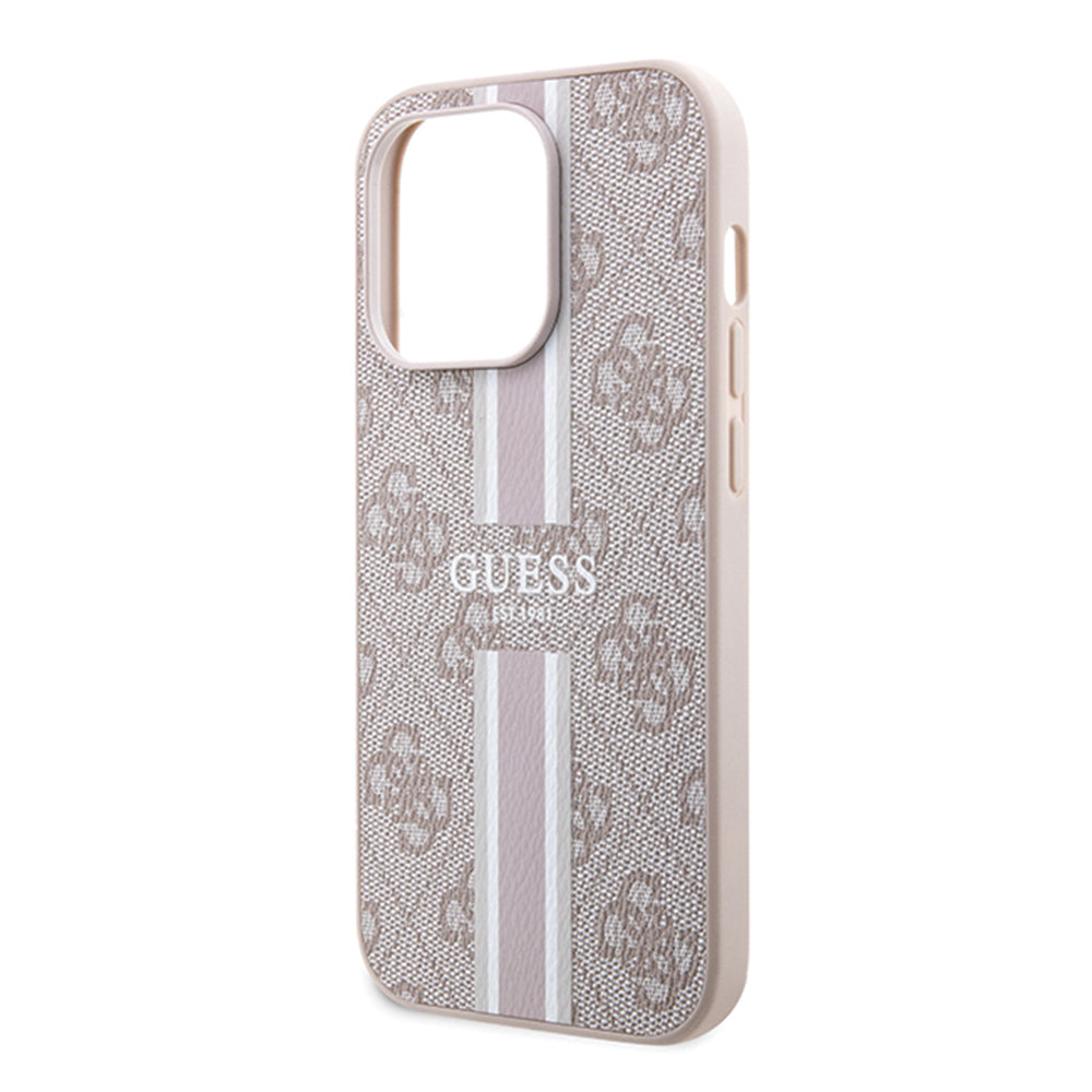 MagSafe Hülle für Apple iPhone 15 Pro, Guess, 4G Printed Stripes, Rosa