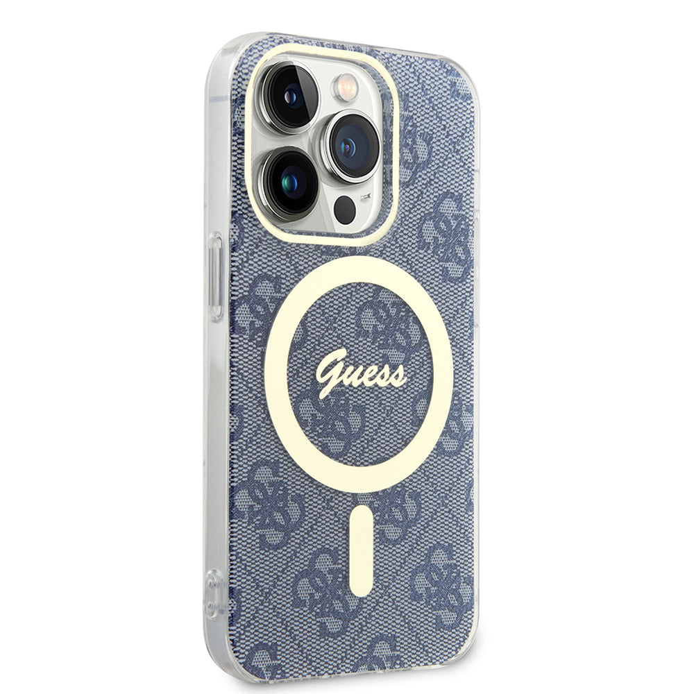 MagSafe Hülle für Apple iPhone 15 Pro, Guess, IML 4G, Blau