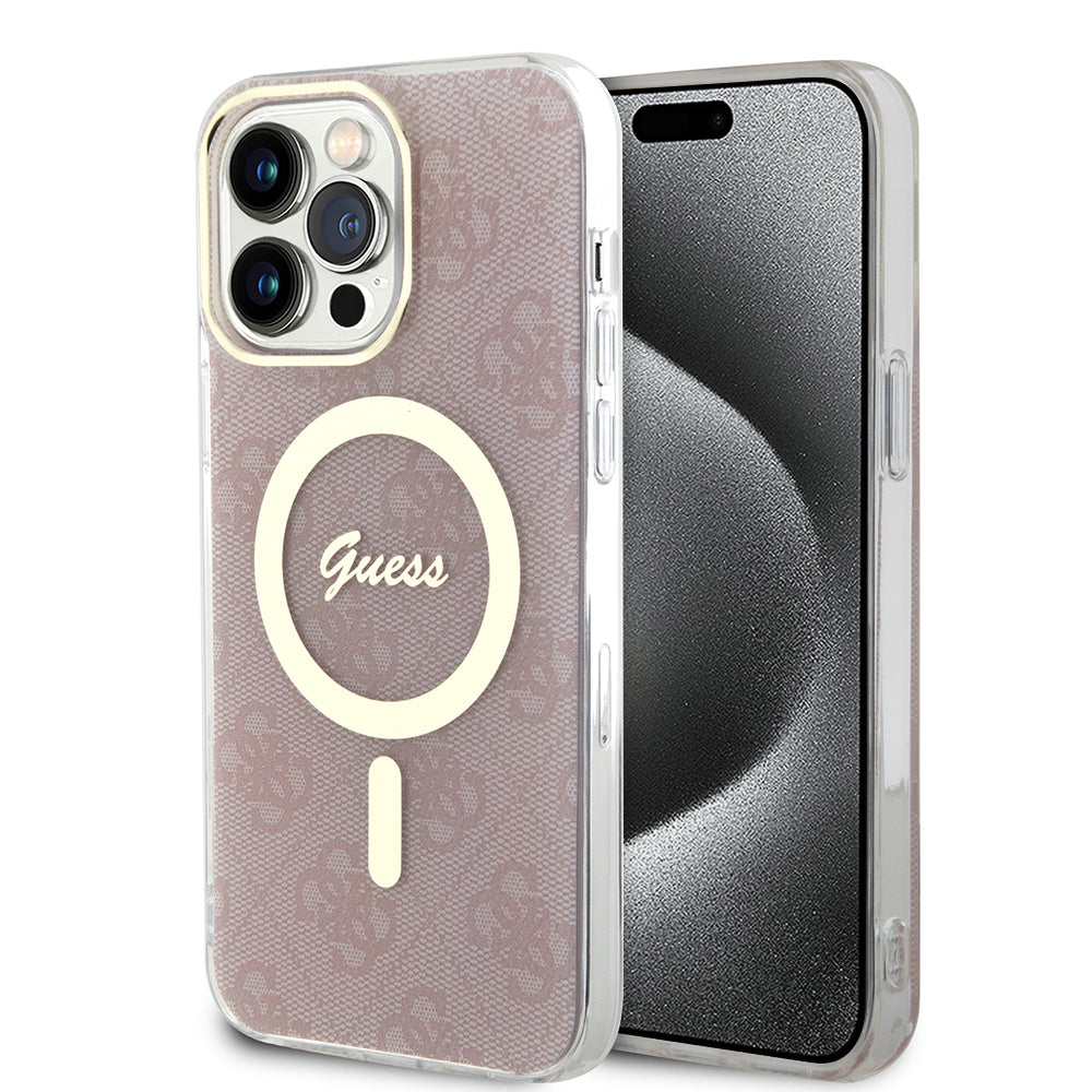 MagSafe Hülle für Apple iPhone 15 Pro, Guess, IML 4G, Rosa
