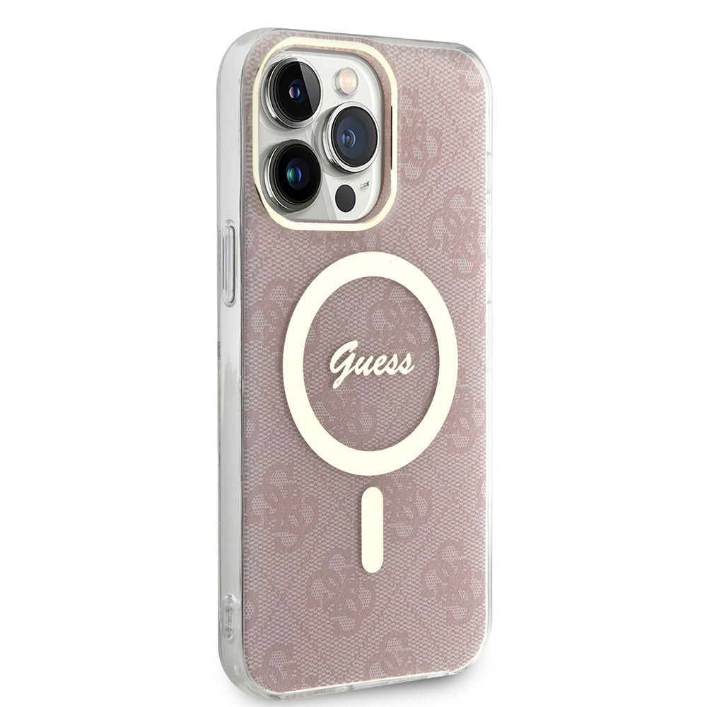 MagSafe Hülle für Apple iPhone 15 Pro, Guess, IML 4G, Rosa