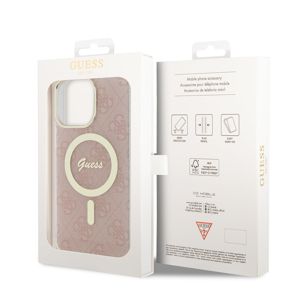 MagSafe Hülle für Apple iPhone 15 Pro, Guess, IML 4G, Rosa